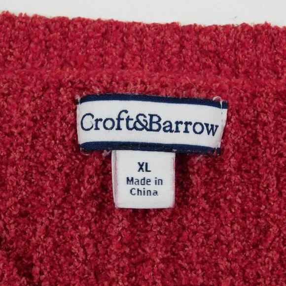 Croft & Barrow Women Red V-Neck Pullover Knitted Sweater Long Sleeve Size XL - Picture 5 of 7